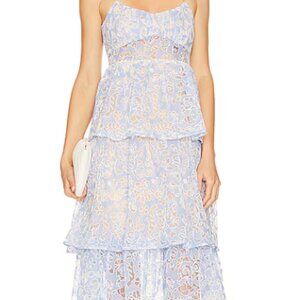 SANTOS DRESS IN BLUEBELL & WHITE Likely